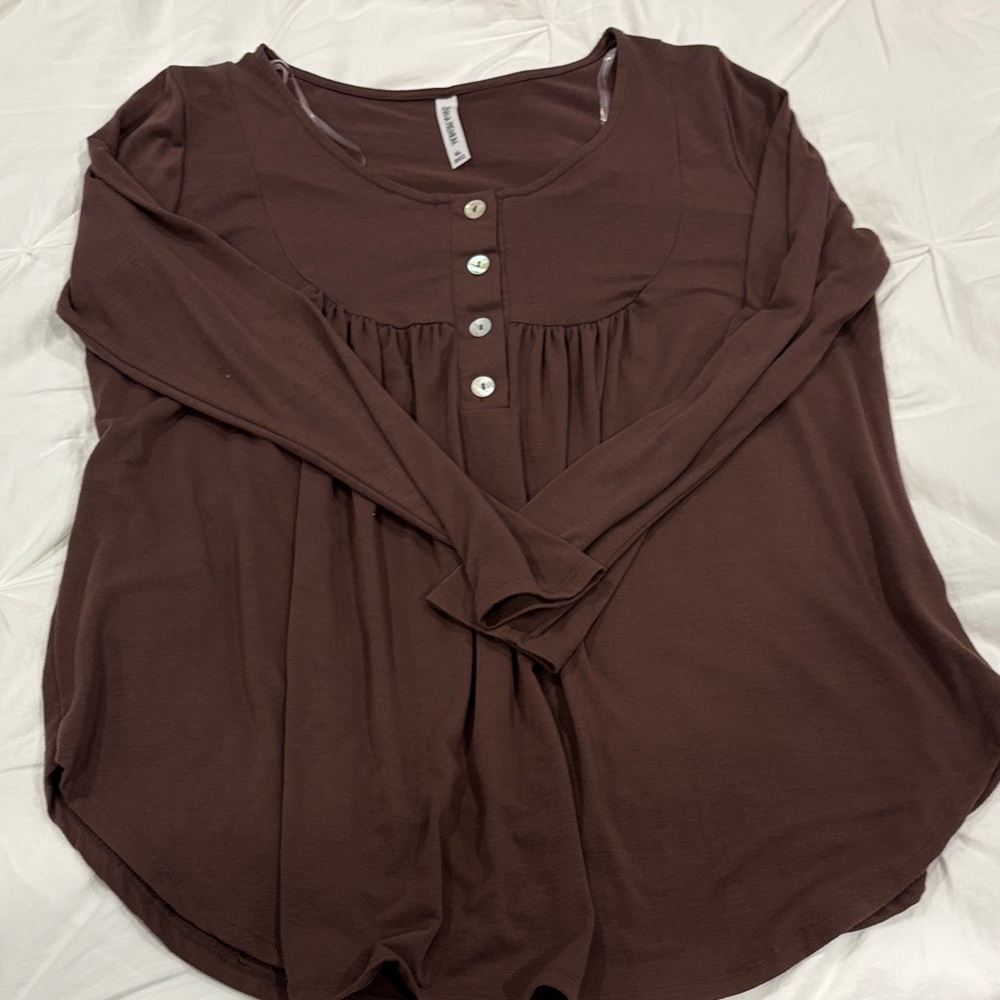 Classic Brown Button-Down Women's Top